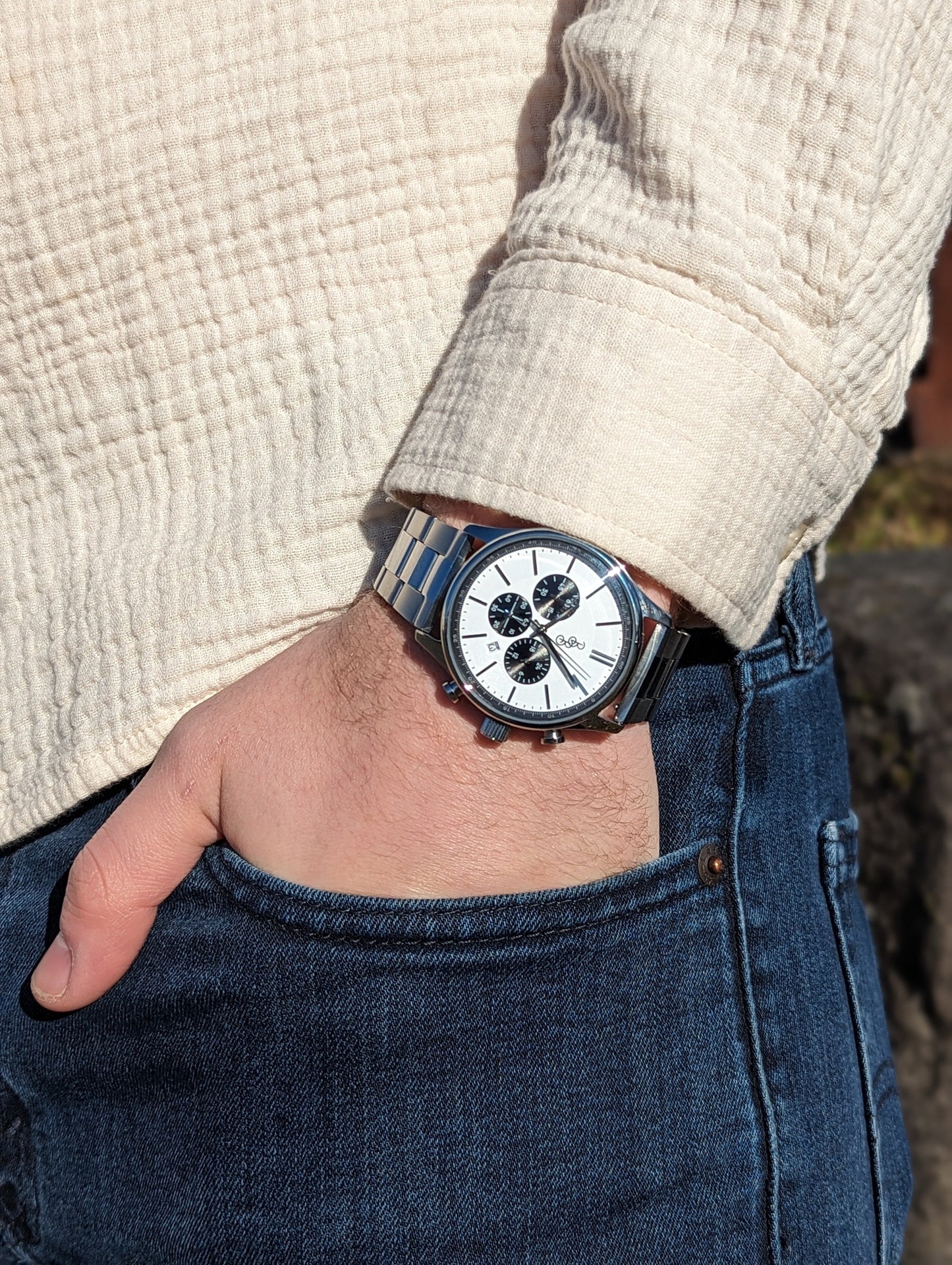 wristwatch White and Black Chronograph