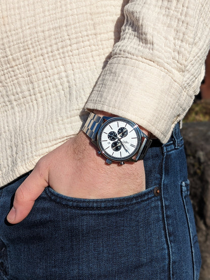 wristwatch White and Black Chronograph