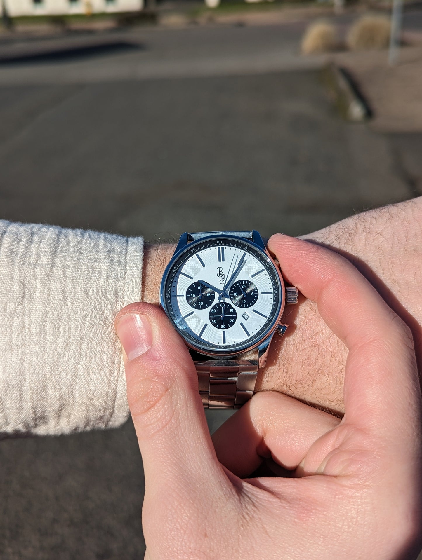 wristwatch White and Black Chronograph