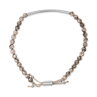 Sterling Silver Jasper Bead Station Bracelet Bolo Clasp