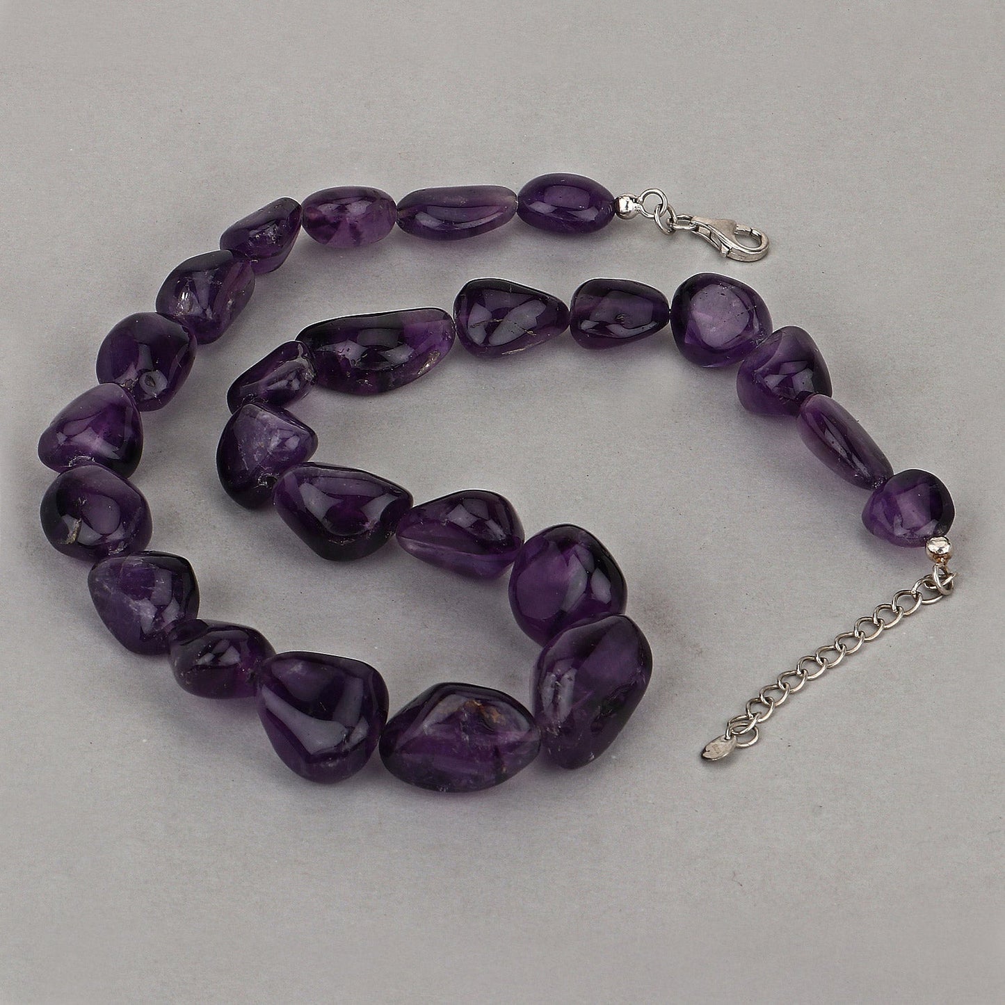 Amethyst Beaded Necklace, Genuine Raw Amethyst Beads Necklace for Women in Sterling Silver, February Birthstone Necklace, Gift for Mom