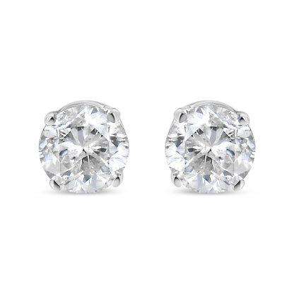 14K White Gold 3/4 Cttw Round Brilliant-Cut Near Colorless Diamond Classic 4-Prong Stud Earrings (H-I Color, SI1-SI2 Clarity)