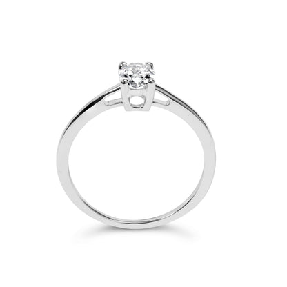 14K White Gold 1/2 Cttw Oval Lab Grown Diamond 4 Prong Solitaire Engagement Ring (F-G Color, VS2-SI1 Clarity) - Size 7