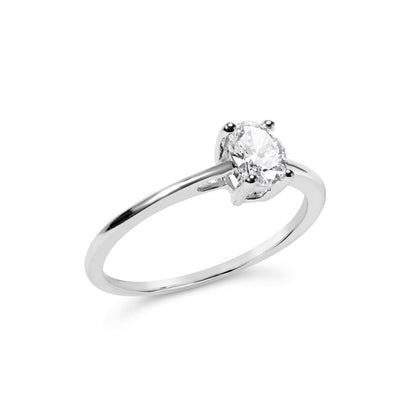 14K White Gold 1/2 Cttw Oval Lab Grown Diamond 4 Prong Solitaire Engagement Ring (F-G Color, VS2-SI1 Clarity) - Size 7