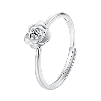 925 Sterling Silver White Gold Plated Moissanite Ring Size E for Women