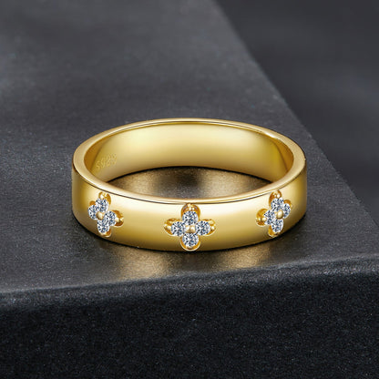 925 Sterling Silver Moissanite Gold Plated Ring for Women, Size 6