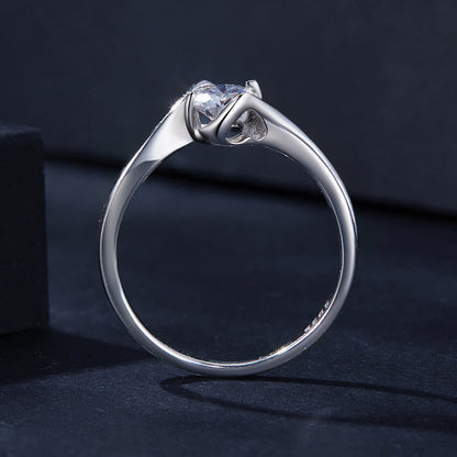 925 Sterling Silver 5mm Moissanite Ring for Women