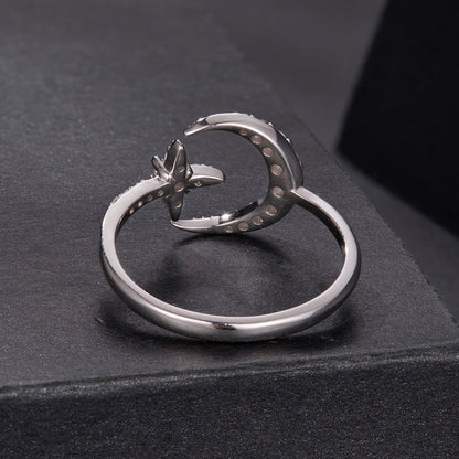 925 Sterling Silver Moissanite 0.25cm White Gold Plated Ring - Size E for Women