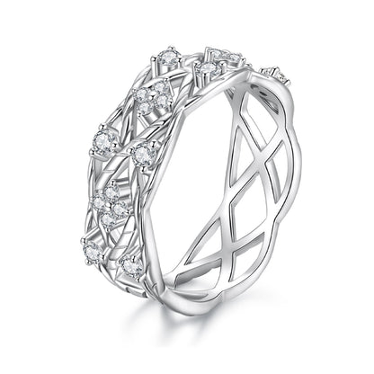 925 Sterling Silver 0.14 Carat Moissanite Ring in Size 8 for Women