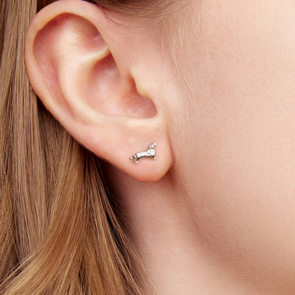 925 Sterling Silver Earrings with Pavé Setting and White Gold Plating for Women