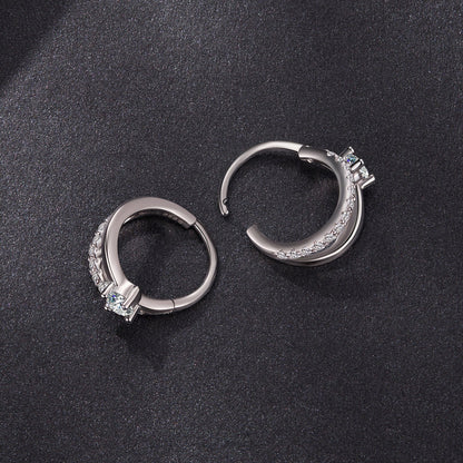 925 Sterling Silver Moissanite 0.3ct Earrings Size 1.2*0.6cm for Women