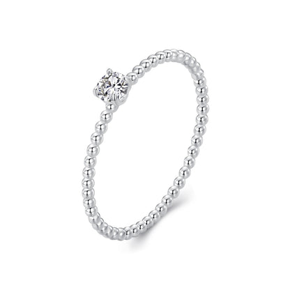 925 Sterling Silver 3mm Moissanite Ring for Women - Size 6