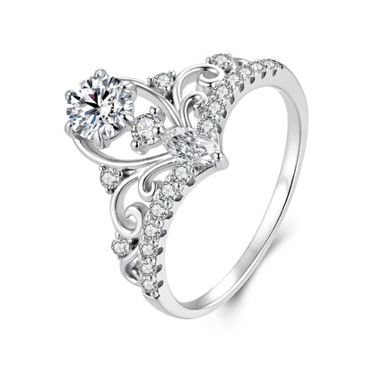 925 Sterling Silver 0.5 Carat Moissanite Ring in Size 6 for Women