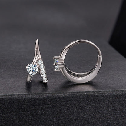 925 Sterling Silver Moissanite 0.3ct Earrings Size 1.2*0.6cm for Women