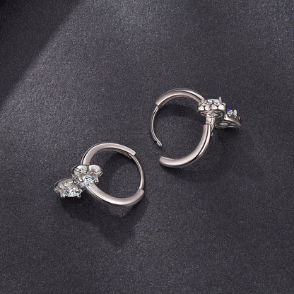 925 Sterling Silver Moissanite 0.20 Carat Earrings Plated White Gold for Women