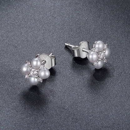 925 Sterling Silver 0.05ct Moissanite & Freshwater Pearl Earrings for Women