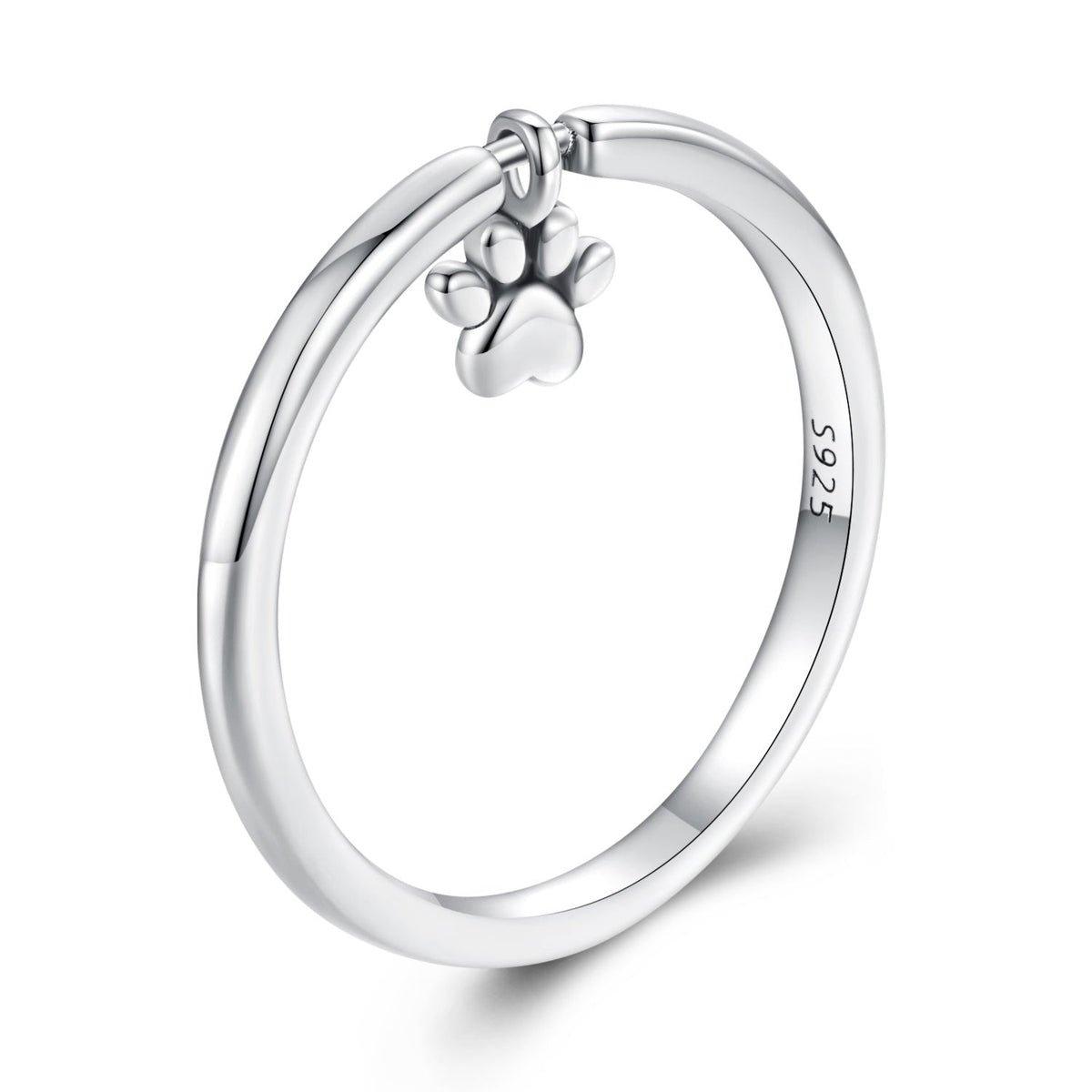 925 Sterling Silver Oxidized Round Paw Print Ring Size 6.0 for Women