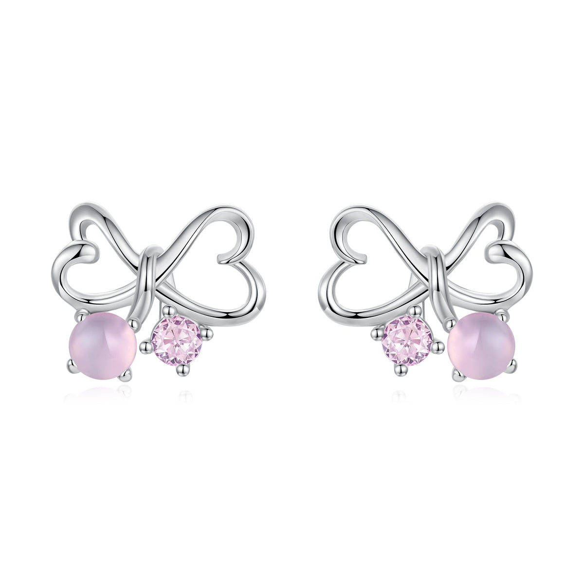 925 Sterling Silver Earrings with Pavé Setting CZ and Transparent Glass for Women