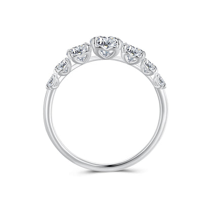 925 Sterling Silver Moissanite Engagement Ring with 5mm, 4mm, 3mm, 2.5mm Stones for Women