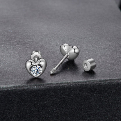 925 Sterling Silver Moissanite Earrings 0.5cm for Women