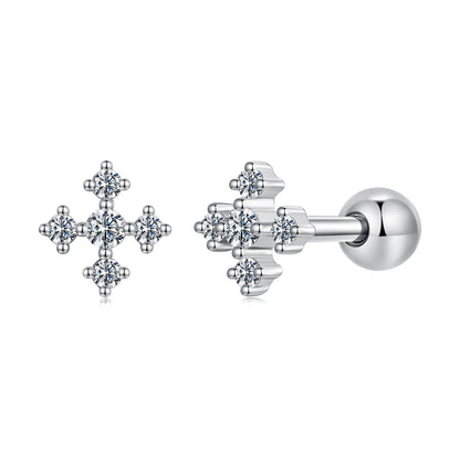 925 Sterling Silver Moissanite Earrings White Gold Plated 0.5cm for Women