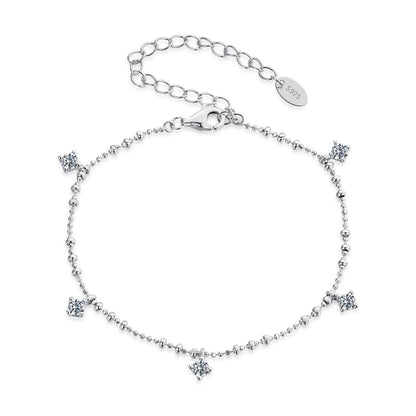 925 Sterling Silver & Moissanite Bracelet for Women - 15+6cm, Plated White Gold