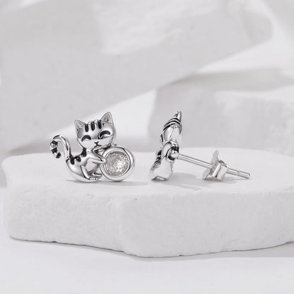 925 Sterling Silver Brass White Gold Plated Earrings with CZ for Women