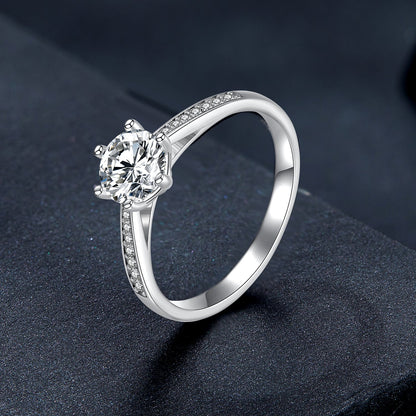 925 Sterling Silver Moissanite & CZ Ring Size 6 for Women