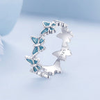 925 Sterling Silver Enamel Ring Size 6 for Women