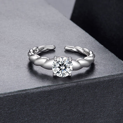 925 Sterling Silver Moissanite 0.65 Carat Ring for Women Size E