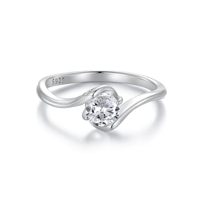 925 Sterling Silver 5mm Moissanite Ring for Women