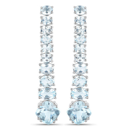 18K White Gold Plated 8.52 Carat Genuine Blue Topaz .925 Sterling Silver Earrings