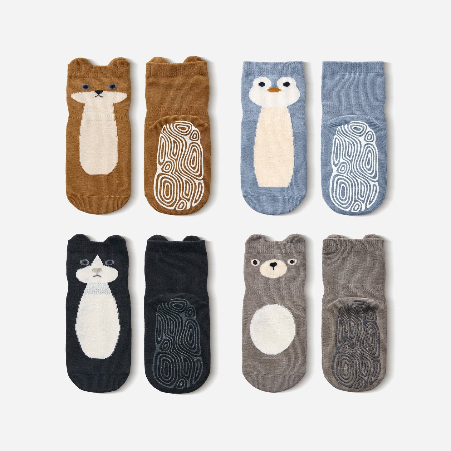 Socks Critter Crew- Organic- 4 Pairs of Stay-On Baby & Toddler Non-Slip Socks