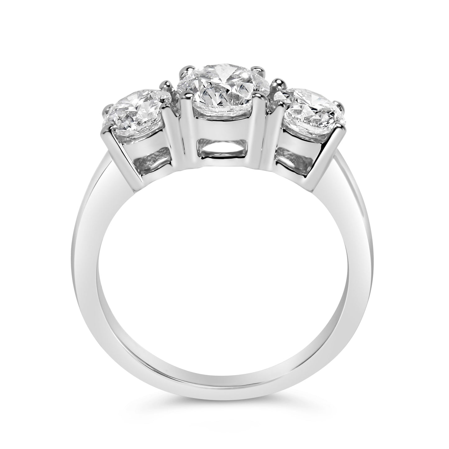 14K White Gold 2.00 Cttw Lab Grown Diamond 3 Stone Ring Band (F-G Color, VS1-VS2 Clarity) - Ring Size 7