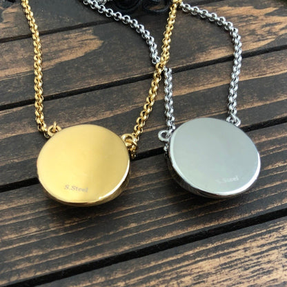 Nephrite Jade Cabochon Stainless Steel Pendant Necklace