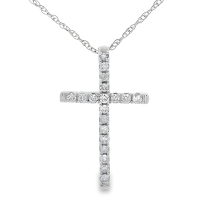 .11ct Diamond Cross Religious Pendant 14KT White Gold