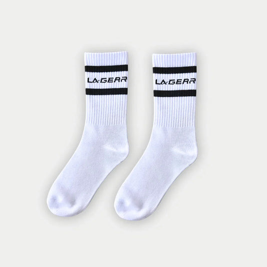 LA Gear Classic Athletic Striped Crew Socks | White