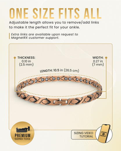 Ultra Strength Copper Magnetic Therapy Anklet for Women
