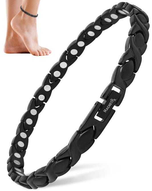 Ultra Strength Titanium Magnetic Therapy Anklet for Women (Black)