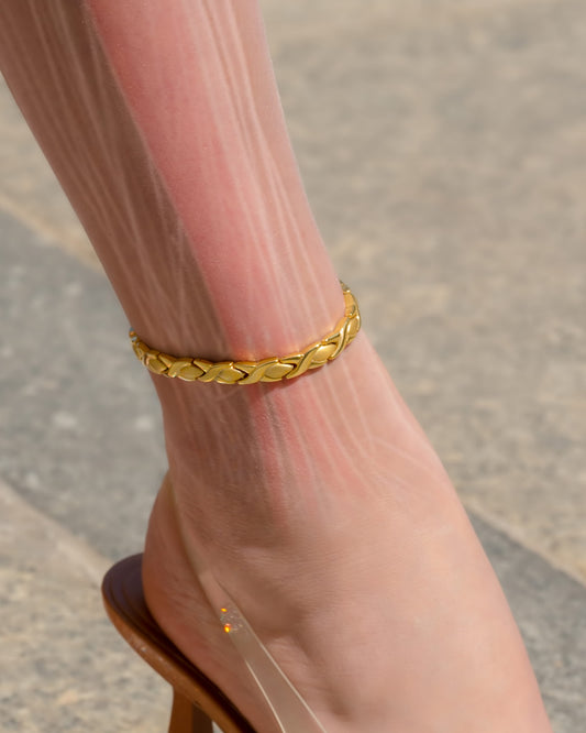 Ultra Strength Titanium Magnetic Therapy Anklet for Women (Gold)