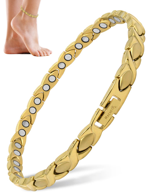 Ultra Strength Titanium Magnetic Therapy Anklet for Women (Gold)