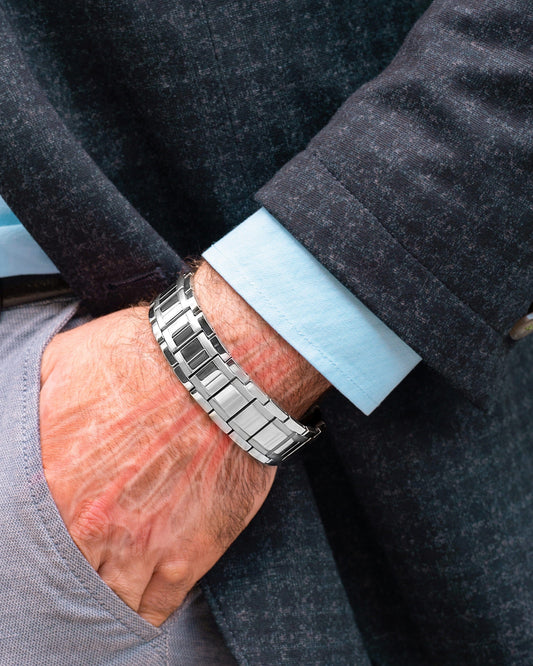 3x Strength Titanium Magnetic Bracelet for Men (Silver)