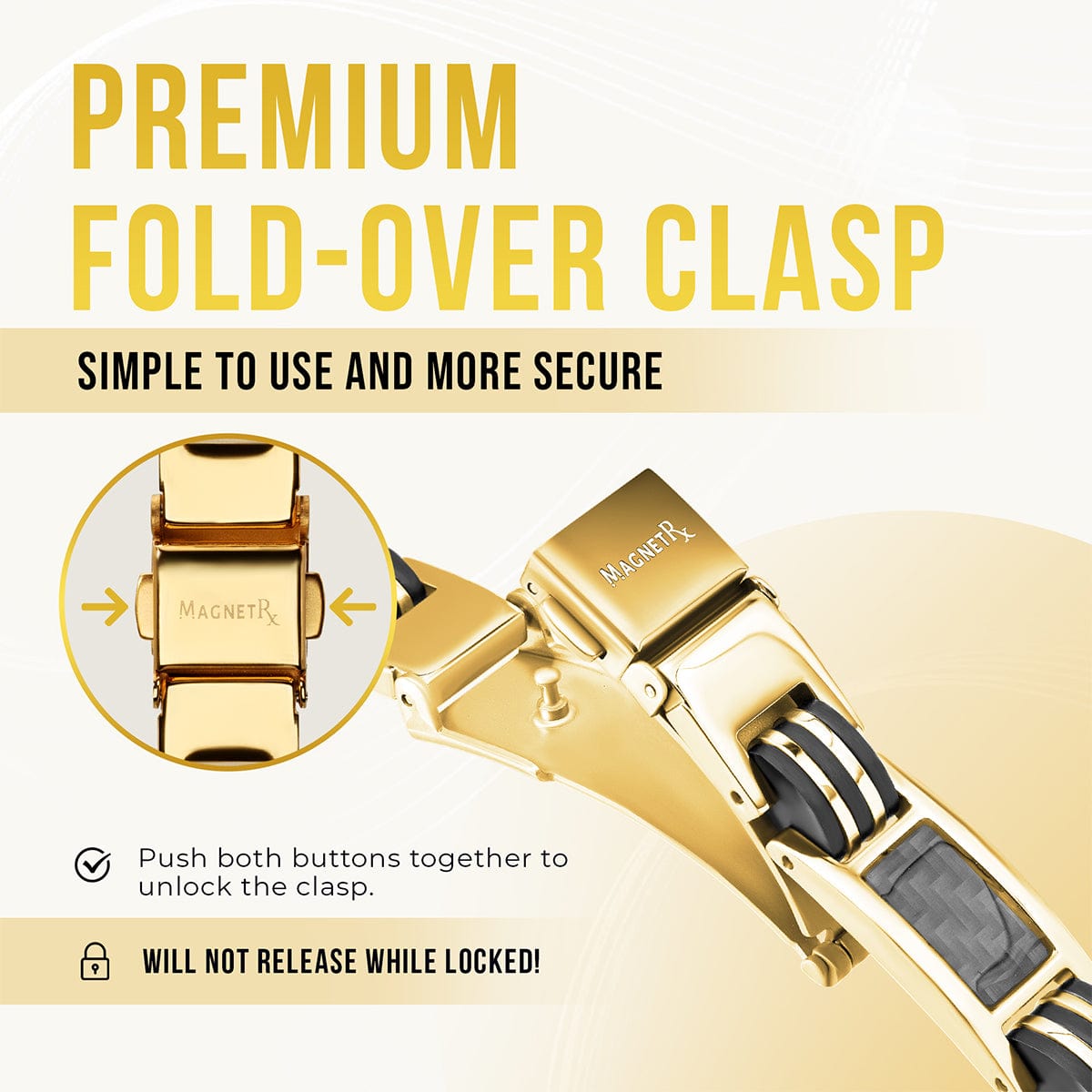 Carbon Fiber Magnetic Bracelet for Men (Gold)