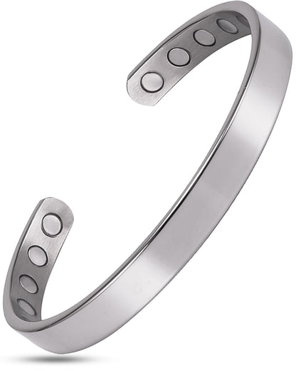 Men’s Magnetic Bracelet Cuff (Polished Silver)