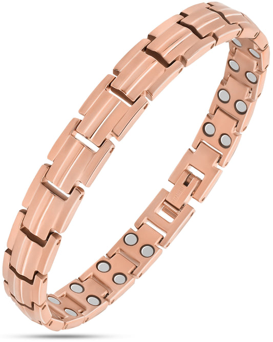Women's Ultra Strength Magnetic Therapy Bracelet Rose Gold Titanium