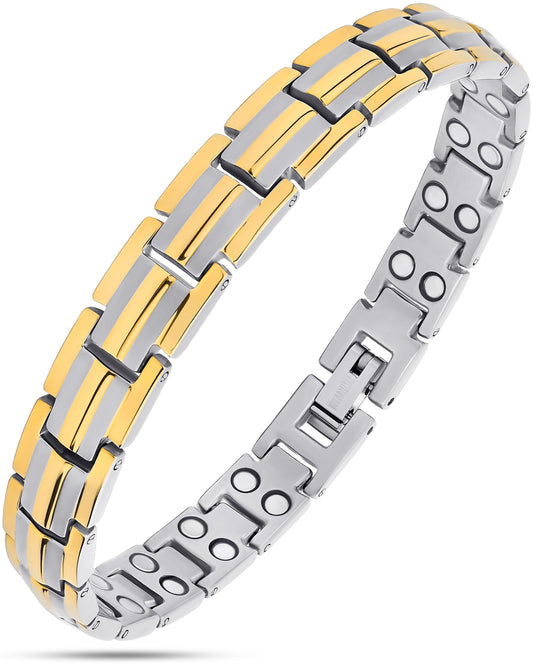 Women's Ultra Strength Silver & Gold Titanium Magnetic Bracelet