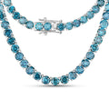 33.24 Carat Genuine Blue Diamond 14K White Gold Necklace