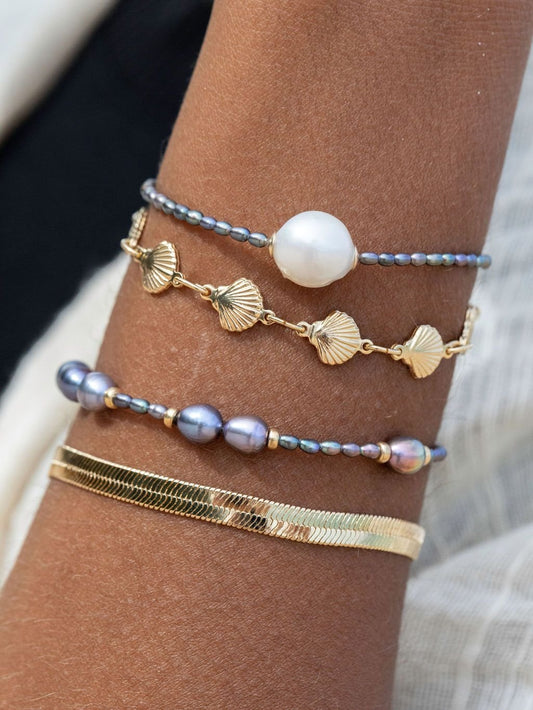 Gold Peacock Pearl Bead Bracelet - Hiwahiwa