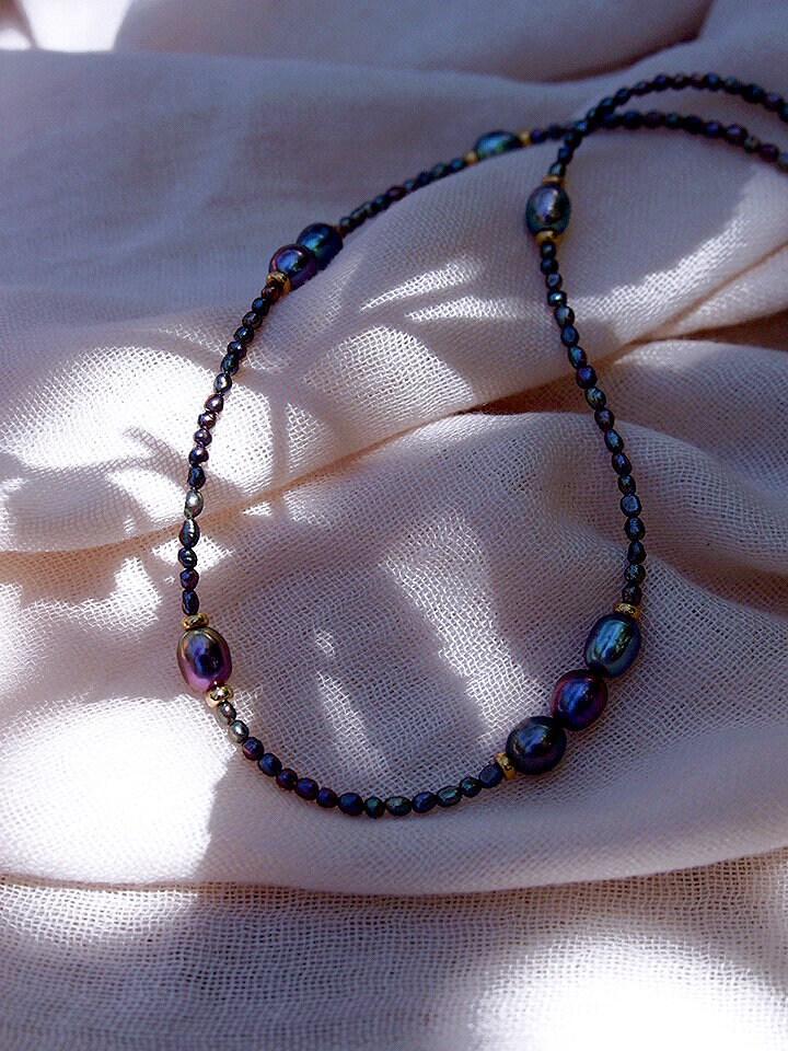 Gold Peacock Pearl Bead Necklace - Hiwahiwa