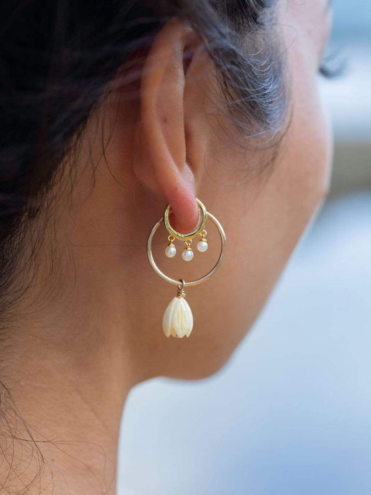 Pikake Gold Hoop Earrings - Pikake